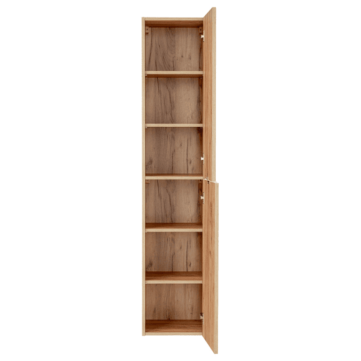 Conjunto móvel lavatório simples 80cm 2 nichos e coluna April Madeira e Branco Conjunto móvel lavatório simples 80cm 2 nichos e coluna April Madeira e Branco