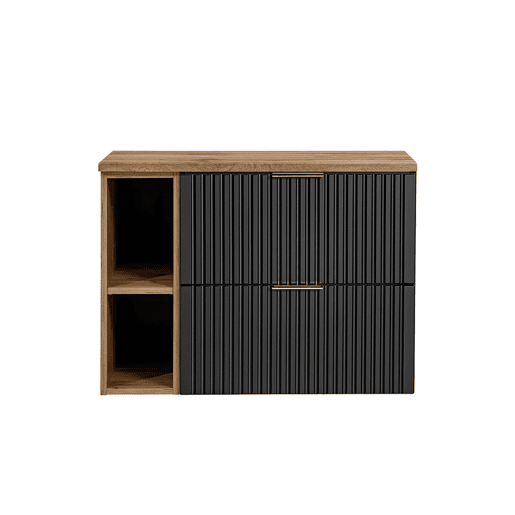 Móvel de toucador Adriel Preto e Madeira 80cm 2 nichos