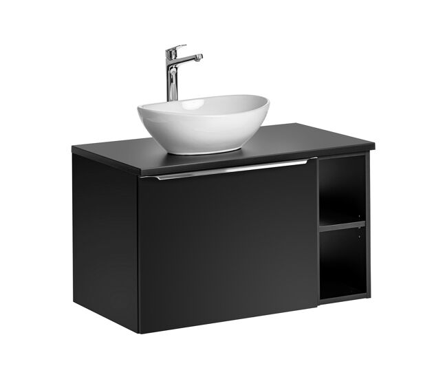 Mueble lavabo individual 80cm 2 nichos éros negro