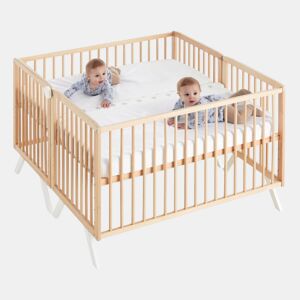 Berço gemelar Koala evolutivo como berço de co-sleeping, berço gemelar e berço individual. Desde o nascimento dos seus gêmeos até os 3 anos