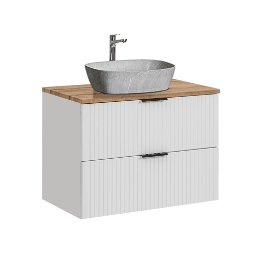 Móvel de lavatório simples com efeito pedra 80cm Adriel White Móvel de lavatório simples com efeito pedra 80cm Adriel White