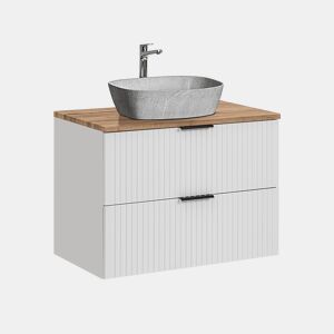 Móvel de lavatório simples com efeito pedra 80cm Adriel White
