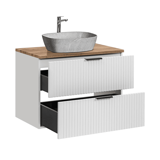 Móvel de lavatório simples com efeito pedra 80cm Adriel White Móvel de lavatório simples com efeito pedra 80cm Adriel White
