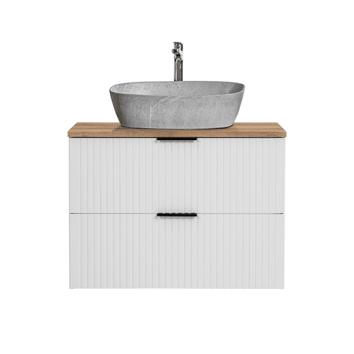 Móvel de lavatório simples com efeito pedra 80cm Adriel White Móvel de lavatório simples com efeito pedra 80cm Adriel White