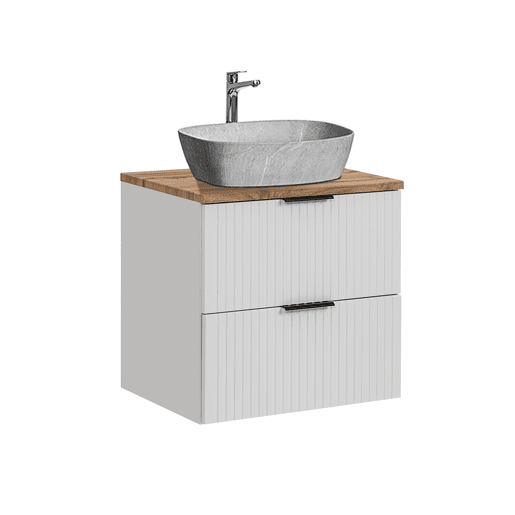 Móvel de lavatório simples com efeito de pedra 60cm Adriel White Móvel de lavatório simples com efeito de pedra 60cm Adriel White