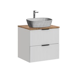 Móvel de lavatório simples com efeito de pedra 60cm Adriel White