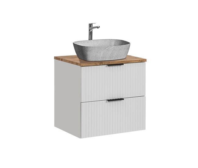 Mueble lavabo individual efecto piedra de 60 cm adriel blanco