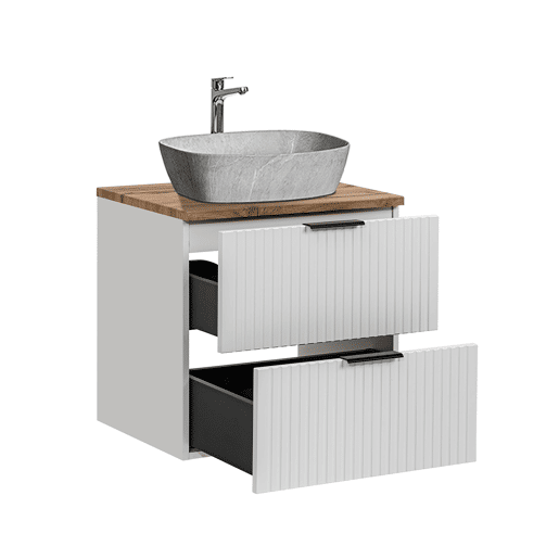 Móvel de lavatório simples com efeito de pedra 60cm Adriel White Móvel de lavatório simples com efeito de pedra 60cm Adriel White