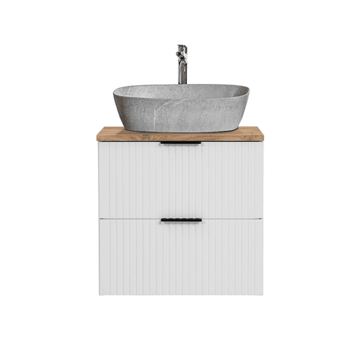 Móvel de lavatório simples com efeito de pedra 60cm Adriel White Móvel de lavatório simples com efeito de pedra 60cm Adriel White