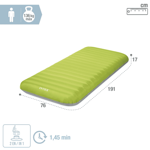 Colchão inflável individual TruAire Camping Mat cinflador incluído INTEX