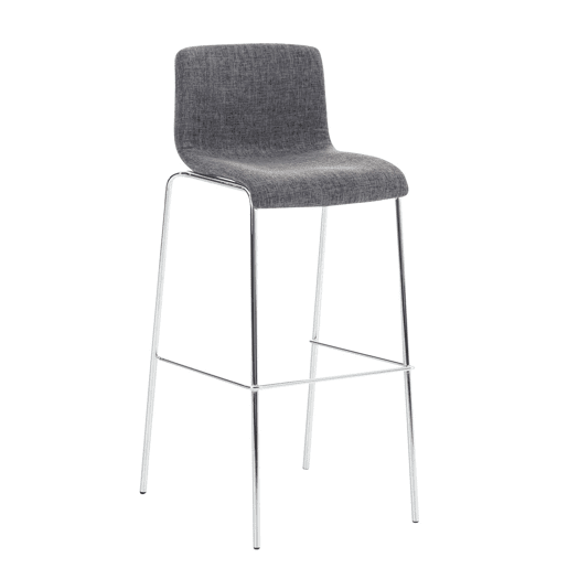 Taburete de bar Hover de tela con base de cuatro patas Gris claro 48X43X100 cm