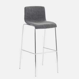 Taburete de bar Hover de tela con base de cuatro patas Gris claro 48X43X100 cm
