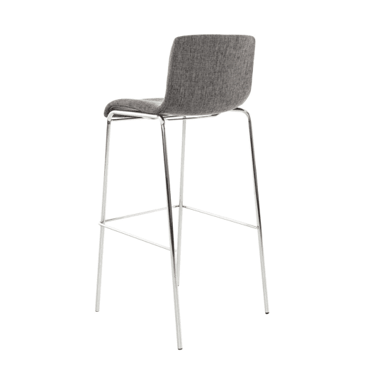 Taburete de bar Hover de tela con base de cuatro patas Gris claro 48X43X100 cm