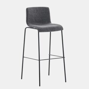 Taburete de bar Hover de tela con base de cuatro patas Gris claro 48X43X100 cm