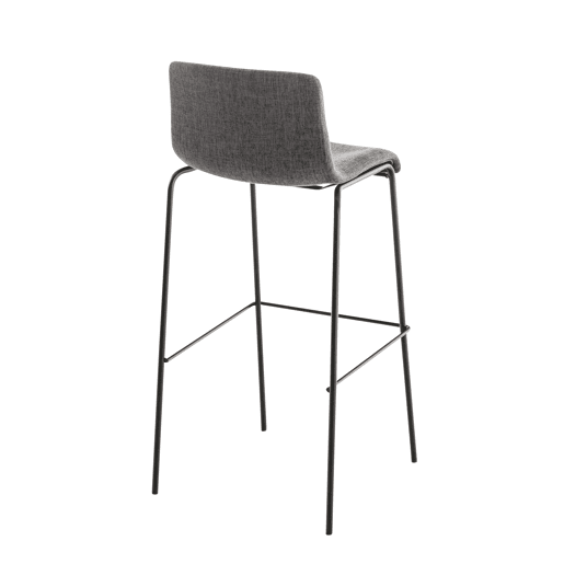 Taburete de bar Hover de tela con base de cuatro patas Gris claro 48X43X100 cm