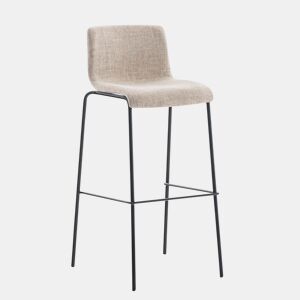 Taburete de bar Hover de tela con base de cuatro patas Crema 48X43X100 cm
