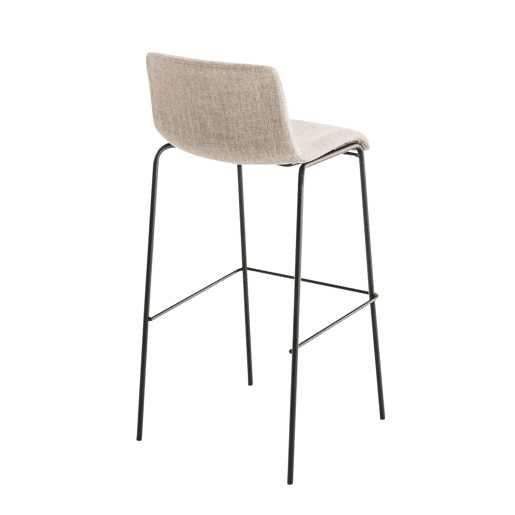 Taburete de bar Hover de tela con base de cuatro patas Crema 48X43X100 cm