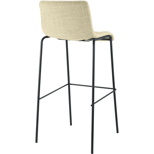 Taburete de bar Hover de tela con base de cuatro patas Crema 48X43X100 cm