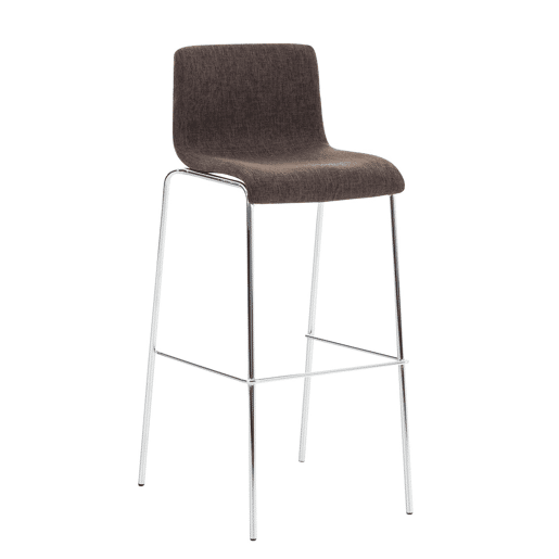 Taburete de bar Hover de tela con base de cuatro patas Marrón 48X43X100 cm