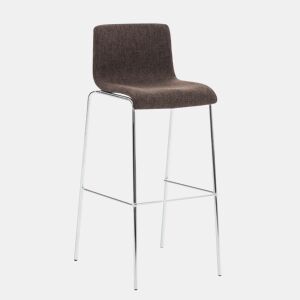 Taburete de bar Hover de tela con base de cuatro patas Marrón 48X43X100 cm