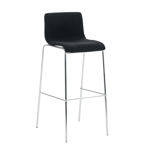 Taburete de bar Hover de tela con base de cuatro patas Negro 48X43X100 cm