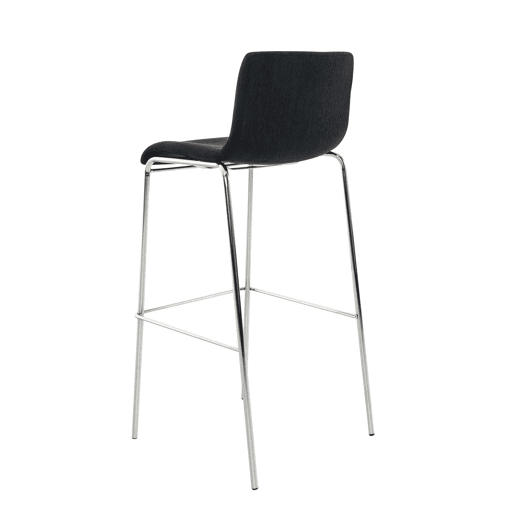 Taburete de bar Hover de tela con base de cuatro patas Negro 48X43X100 cm