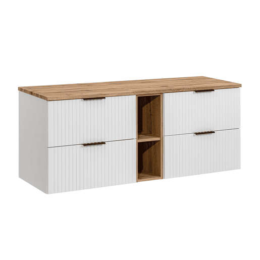 Móvel sob lavatório 140cm 2 nichos Adriel Branco