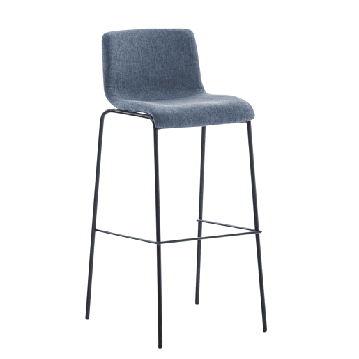 Taburete de bar Hover de tela con base de cuatro patas Azul 48X43X100 cm