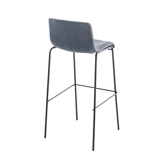 Taburete de bar Hover de tela con base de cuatro patas Azul 48X43X100 cm