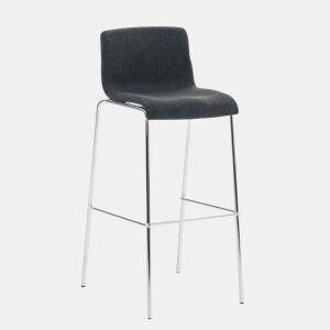 Taburete de bar Hover de tela con base de cuatro patas Gris oscuro 48X43X100 cm