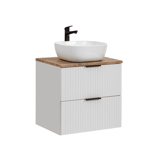 Conjunto móvel lavatório individual 60cm coluna Adriel Branco