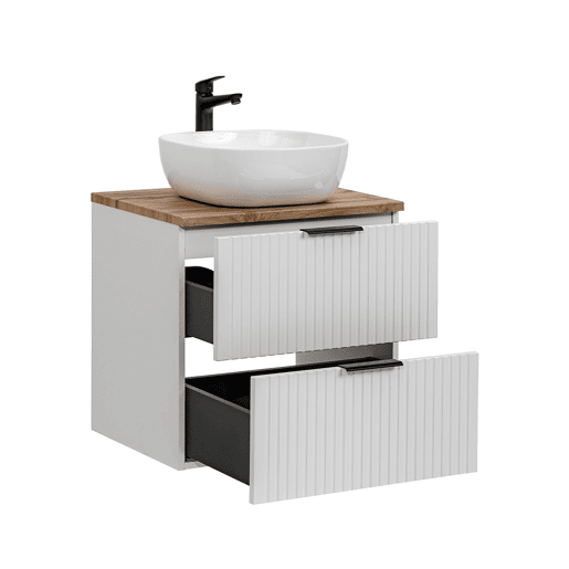 Conjunto móvel lavatório individual 60cm coluna Adriel Branco