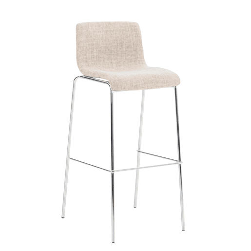 Taburete de bar Hover de tela con base de cuatro patas Crema 48X43X100 cm