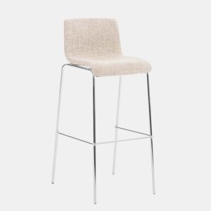 Taburete de bar Hover de tela con base de cuatro patas Crema 48X43X100 cm
