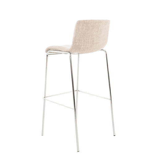 Taburete de bar Hover de tela con base de cuatro patas Crema 48X43X100 cm