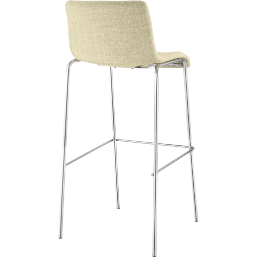 Taburete de bar Hover de tela con base de cuatro patas Crema 48X43X100 cm
