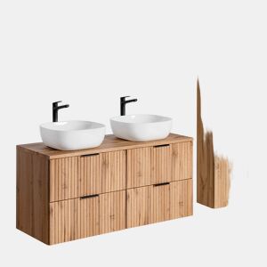 Conjunto móvel lavatório duplo 120cm coluna Adriel Madeira
