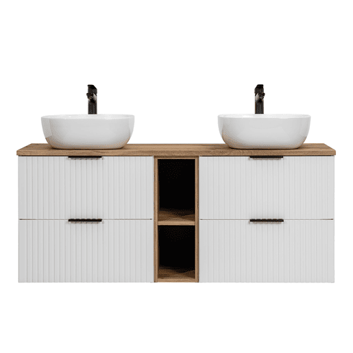 Móvel Lavatório Duplo 140cm 2 Nichos Adriel Branco