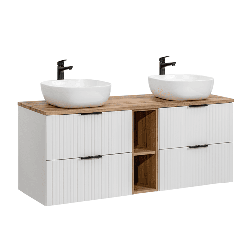 Móvel Lavatório Duplo 140cm 2 Nichos Adriel Branco