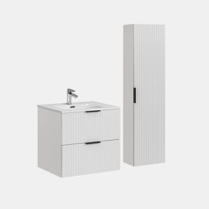Conjunto móvel lavatório individual 60 cm com coluna Adriel Branco