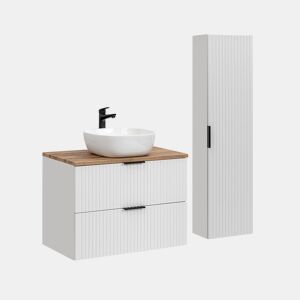 Conjunto móvel lavatório individual 80cm e coluna Adriel Branco