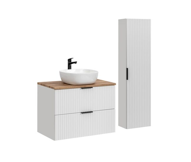 Conjunto mueble lavabo individual 80cm y columna adriel blanco