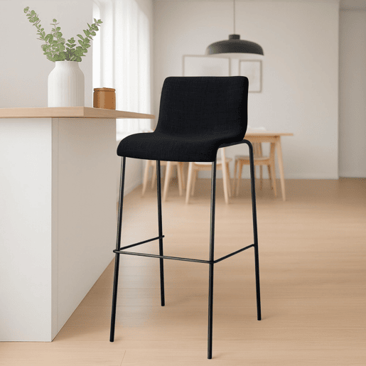 Taburete de bar Hover de tela con base de cuatro patas Negro 48X43X100 cm