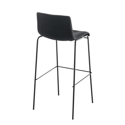 Taburete de bar Hover de tela con base de cuatro patas Negro 48X43X100 cm