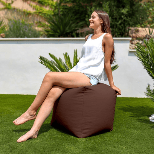 Quadrados Puff Leatherette Outdoor Brown Happers HAPPERS