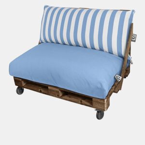 Almofadas para palets Toldotex Azul Céu Conjunto:Assento 120x80x20 (liso) + Encosto 120x45x25 (listrado) HAPPERS