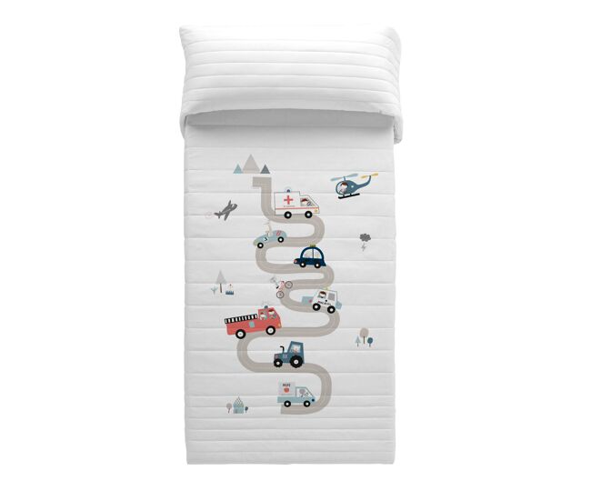Colcha bouti reversible transportes 180x260 cm