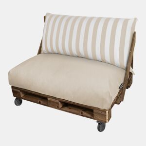 Almofadas para palets Toldotex Cru Conjunto:Assento 120x80x20 (liso) + Encosto 120x45x25 (listrado) HAPPERS