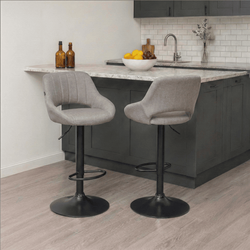 Taburete de bar Milet tapizado en tela Gris 48X47X85 cm