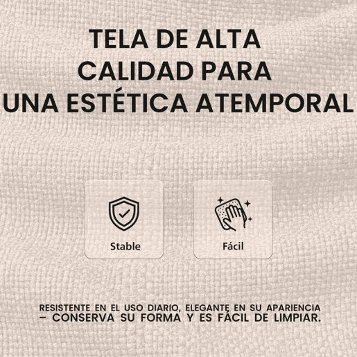 Taburete de bar Milet tapizado en tela Crema 48X47X85 cm